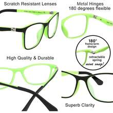 Glasses Computer Eyeglasses Square Frames Anti Strain Reduce - negro/verde - Ver 6