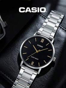 Casio 中性數位手錶 不鏽鋼錶帶 復古方型 30米防水 7年電池 LED背光 復古腕錶 MTP-VT01D-1B - 黑色 - 查看 5
