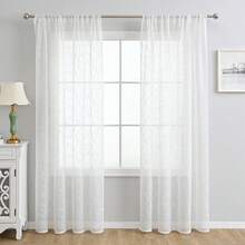 1PC Rod Pocket Sheer Decorative Curtain, Nordic White Cross Embroidery Sheer Window Curtain For Living Room, Bedroom, Balcony - Multicolor - View 5