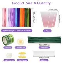 800pcs Handmade Pipe Cleaning Rod Set, Pipe Cleaning Rod With Handle Flower Making Tools, 13 Colors Felt Tubes, With Instructions, Arts And Crafts - Multicolor - View 13