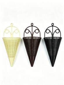 Vintage Wicker Style Orchid Baskets For Home Decor,Rustic Imitation Rattan Hanging Wall Planter, Tapered Cone Jardiniere,Vintage Wicker Style Orchid Baskets For Home Planter, Vintage Wicker Style Orchid Baskets For Hom - Multicolor - View 10