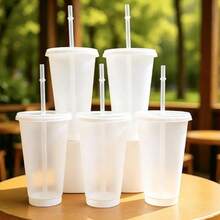 Single Layer PP Plastic Straw Cup Large Capacity 700ml Coffee Milk Juice Beverage Cup - Clear - View 2