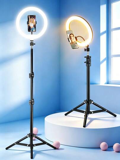 TOKQI 10-Zoll LED-Ringlicht mit 120 cm stabilem Stativ, geeignet für Fotografie, Videoaufnahmen, Outdoor-Livestreaming, Make-up, kompatibel mit allen Smartphones