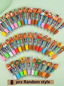 6/10 PCS Capybara Cartoon Neutral Pen Cute Theme Party Gift Multicolored Cartoon Mini Pens Adorable Capybara Fun Gift Bulk Pack - Multicolor - View 10