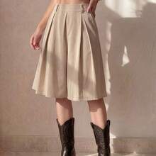 PETITE Pantalones de cinco puntos para primavera/verano: románticos, elegantes, casuales y perfectos para unas vacaciones. Con estilo, versátiles y sofisticados. Un aspecto vintage adecuado para ir al trabajo. De moda y exclusivamente elegantes. - Caqui - Ver 5