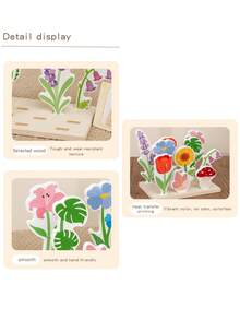 Kids Fun Flower Matching & Plug-In Puzzle, Early Learning 3D Toy, Shape Matching Game For Hand-Eye Coordination Training - Multicolor - View 8