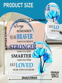 1pc Motivational Gift Best Friends Colleague Farewell Acrylic Heart Plaque Blue Flower Inspirational Quote Office Desk Decor Home Decor Women Men Birthday Christmas - Blue Heart - View 3