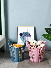 1pc Foldable Laundry Basket Large Capacity Plastic Storage Hamper For Clothes Modern Design Durable Bathroom Organizer Portable Collapsible Clothes Container Home Storage Solution Versatile Hamper For Bedroom Laundry Room - Multicolor - View 8