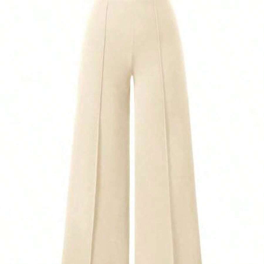 Clasi Pantalones casuales anchos y sueltos con decoración de metal en diseño de palillo de dientes para mujeres - Albaricoque - Ver 1