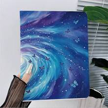 1入油畫漩渦星空 & 蝴蝶印花平板保護殼 附筆槽、自動休眠/喚醒，適用於 iPad 11'' A16、9.7/10.2/10.9、第7/8/10代、Air 2/4/5、Pro 11、Air 11/13 M3 2025/Galaxy Tab S10+/S9/A9，適用於 Oppo Pad、 Matepad、Vivo Pad、Honor Pad、 Xiaoxin Pad - 彩色 - 查看 7