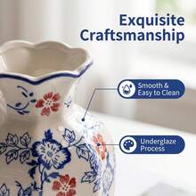 Vintage blau-weiße Porzellanvase, chinesischer Stil Hochwertige Keramik Blumenvase, Heimdekoration Mittelpunkt für frische Blumen, geeignet für Wohnzimmer und Eingangsbereich - Vase - Übersicht 6