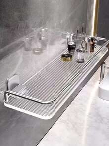 Acrylic Silver Bathroom Bathroom Storage Shelf Transparent Wall-Mounted Washroom Shower Room Vanity Storage Rack - Silver - View 2