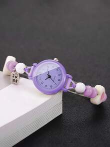 Women's Heart-Shaped Beaded Bracelet Quartz Watch, Exquisite Gift For Girlfriend (3pcs/Set), Watch Box Not Included - Multicolor - View 11