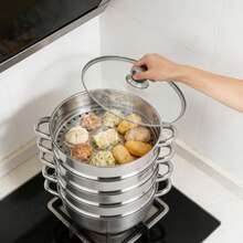 5-Tier Stainless Steel Steamer For Cooking, 30cm Steamer With Lid For Cooking Vegetables, Seafood, Soups, Stews, And Pasta - 查看 4