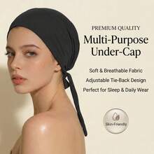 Awegeo Soft Stretchy Tie Back Turban Headwrap For Women, Middle Eastern Style Muslim Hijab Cap, Elastic Chemo Headwear Sleep Cap For Hair Care - Multicolor - View 3