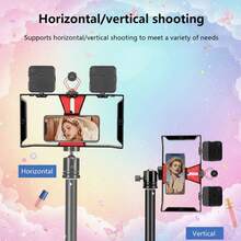 Adjustable Large Size Smartphone Photography Accessories With Tripod And Fill Light New Professional Smartphone Filming Stabilizer Frame Handheld Gimbal Camera Tripod Stand Suitable For Smartphone Video And Photo Shooting Birthday Anniversary Gift - Black - View 3