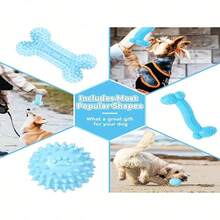 16pcs Durable Dog Chew Toys - Suitable For Spring/Summer Outdoor Use, With Various Shapes And Textures To Choose From. These Toys Are Made Of Plastic, With A Variety Of Colors And Styles. Perfect For Medium To Large Dogs. However, Large Dogs Have Strong Bite Force, And These Toys May Be Easily Damaged - Blue - View 5
