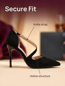Women's Pointed Toe Stiletto Heel Hollow Design High Heel Pumps Solid Color Sexy PU Leather Cutout Party All Season - Black - View 4