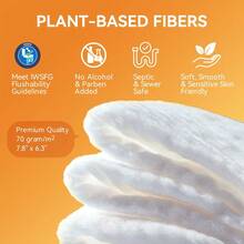 Travel Flushable Wipes, 8 Mini Packs, Lemon Citrus Plant-Based Wet Wipes For Adults, Septic, Gentle For Sensitive Skin & Hypoallergenic (Total 56 Wipes) - 檸檬柑橘 - 查看 5