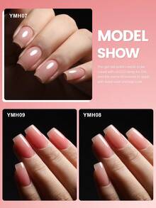 YOKEFELLOW 6pcs/Set Jelly Pink Builder Gel Nail Polish 15g, Long-Lasting Nail Extension Gel, Nail Strengthening Gel, Ideal Gift For Nail Salon DIY Home And Summer Nail Art - Multicolor - View 6