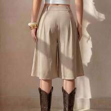 PETITE Pantalones de cinco puntos para primavera/verano: románticos, elegantes, casuales y perfectos para unas vacaciones. Con estilo, versátiles y sofisticados. Un aspecto vintage adecuado para ir al trabajo. De moda y exclusivamente elegantes. - Caqui - Ver 3