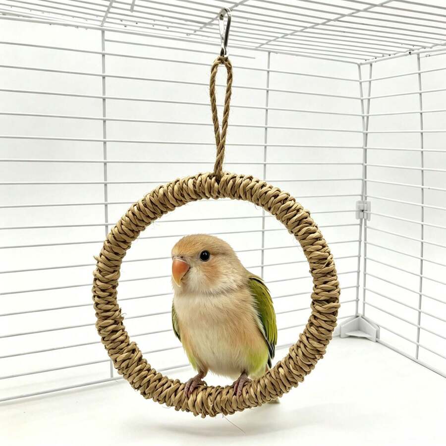 Best-Selling Parrot Toy Handmade Woven Round Swing Ladder Hanging Ring Chewing And Beak Grinding Supplies For Tiger Parakeet