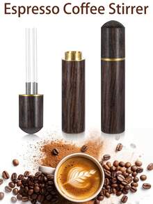 1set Espresso Coffee Stirrer, Espresso Distribution Tool Coffee Stirring Tool,Professional Barista Hand Needle Type Distribution Tool 5 Needles 0.4mm Natural Wood Handle And Stand - Multicolor - View 4