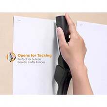Bostitch Office Eco-Friendly Dynamo - Grapadora de pie 4 en 1, incluye 420 grapas, capacidad de 20 hojas, sacapuntas de lápiz integrado, removedor de grapas y almacenamiento de grapas, color negro - medianoche - Ver 4