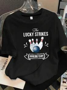 Top de mujer de manga corta y cuello redondo con estampado de drones y rayas, apto para todas las estaciones. - Negro - Ver 1