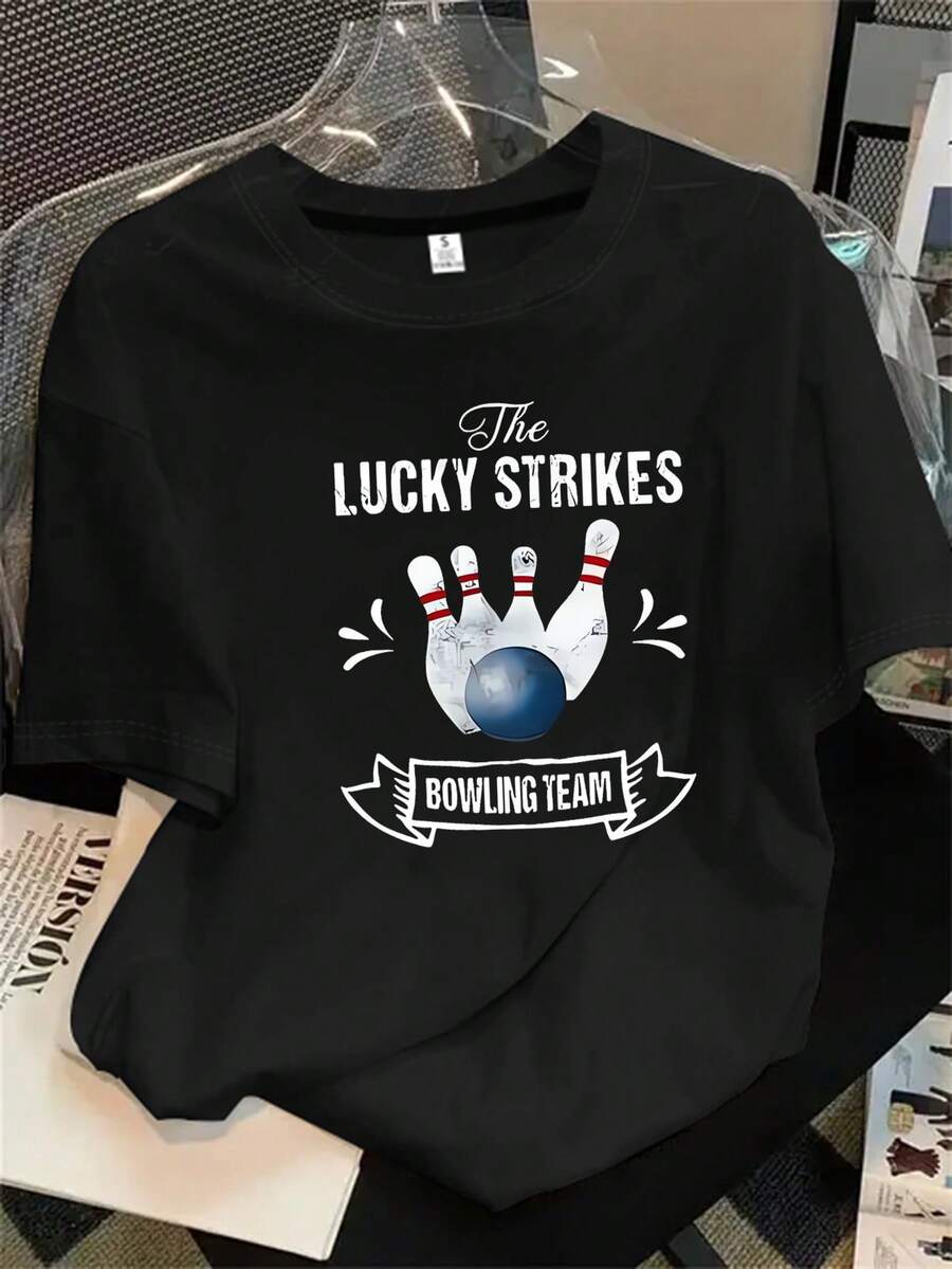Top de mujer de manga corta y cuello redondo con estampado de drones y rayas, apto para todas las estaciones. - Negro - Ver 1
