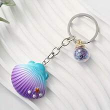 1pc Gradient Shell Resin Keychain, Star & Pearl Decoration, Glass Ball Pendant, Bag Charm Accessory, Ideal Graduation & Holiday Gift - Multicolor - View 10
