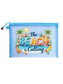 The Beach Is Calling 透視網格化妝包，夏季熱帶棕櫚樹印花拉鍊收納袋，便攜式旅行盥洗用品收納袋，輕量海灘化妝收納袋，化妝包，零錢包，配件收納袋，口紅與氣墊粉撲收納便攜化妝包透明收納袋盥洗包旅行收納袋，化妝包化妝收納袋護膚包盥洗包，度假、日常使用與戶外活動適用透明網格化妝收納袋，情人節禮物，母親節禮物 - 彩色 - 查看 18