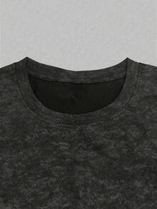 1 Piece Of Women's Short-Sleeved T-Shirt, Casual Style, Loose Fit, Round Neck, Washed Fabric With Tie-Dye Effect, For Office, Campus, Daily Wear, Dates, Meetings, Black Color. - 黑色 10 - 查看 3