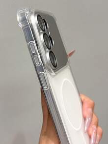 Luxury Clear Transparent Magnetic Detachable Lens Phone Case Compatible With Samsung Galaxy S26 S25 S24 Ultra Plus Four-Corner Anti-Fall Camera Protective Bumper Back Cover - White - View 5