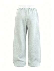 Men's Casual Fashion Drawstring Waist Striped Straight Leg Pants - Grey - View 3