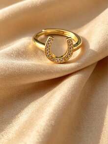 1 pieza Anillo de banda de eternidad con trébol de cuatro hojas y flor estrellada de estilo vintage francés de acero inoxidable, estilo minimalista de lujo para mujer - Anillo en U - Ver 7