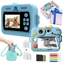 Kids Camera, Kids Instant Camera Set, Digital Camera Set, Equipped With 3 Rolls Of Film And 6 Colored Pens, Can Inspire Children's Drawing Ability. With Cute Cartoon Shaped Shell, This New Model Is Suitable As Christmas, Birthday And New Year Gift For Children Aged 3 To 12, Also Suitable As Portable Camera Toy For Boys And Girls To Record Life. - Multicolor - View 17