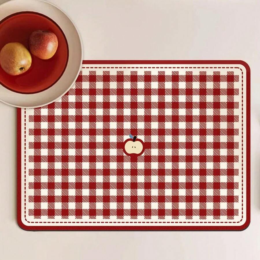 Tapete Absorbente de Malla de Manzana para Cocina, Antideslizante, para Secado Rápido en Lavadora, Baño, Drenaje, Decoración de Mesa EF2J - 3 - Ver 1