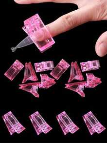 Quick Extension Gel Nail Clips, Nail Molds, Gel Nail Clips, Nail Extenders, UV/LED Extension Clips, Nail Art Tools, Nail Supplies, Manicure Tools, Nail Tools, 10/20pcs Transparent/Pink Nail Clips, Nail Supplies, Nail Art Tools, Back To School Supplies, Nail Art, Nail Extension Tools, Manicure Art, Women's Nail Supplies - Pink - View 4