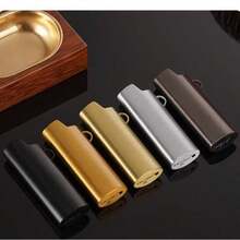 1PC Metal Lighter Case With Hanging Ring, Fits BIC J6 Full Size Lighter - Fashionable Durable Lighter Box, Windproof Minimalist Vintage Durable, Metal Lighter Shell, Snap Closure, Compact Lightweight, Anti-Slip Design, Explosion-Proof, Suitable For Lighter Scratch-Resistant Shock-Proof Protection Lighter Sleeve With Hanging Ring, Smoking Accessories, Men's Gift (Lighter Not Included) - Multiple Styles - View 2