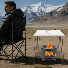 SanBouSi Outdoors Fire Pit Heat Deflector Pushes Heat Down And Out Stainless-Steel With Carrying Handle - Silver - View 3