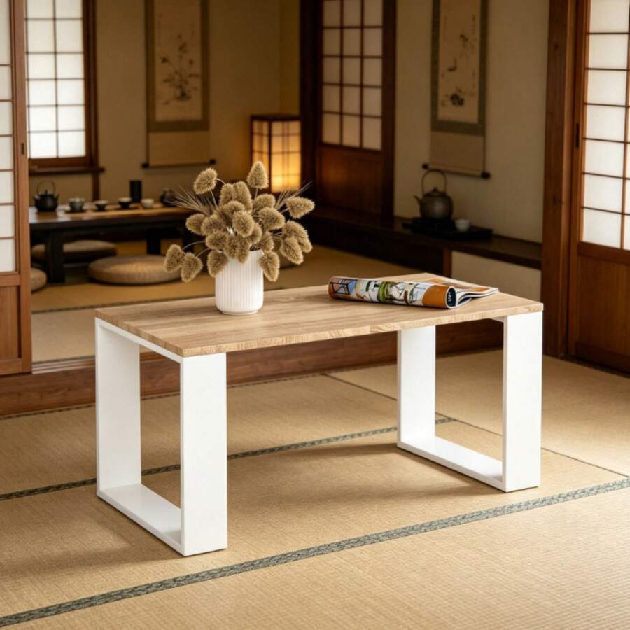 Modern Minimalist U-Shaped Leg Coffee Table - Creative Side Table For Living Room Sofa - Available In Black, White & Wood Grain - Compact Low Table Perfect For Small Apartments - Multicolor - View 1