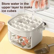 1 pieza Molde de bandeja de cubitos de hielo tipo presión, fabricador de bolas de hielo, caja de almacenamiento de hielo de gran capacidad para refrigerador del hogar - Multicolor - Ver 7