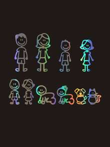 1pc Family Member Stick Figure Car Sticker, Waterproof Vinyl Material, Family Children Pet Print, Classic Minimalist Style, Car Rear Window Decoration - Multicolor - View 8