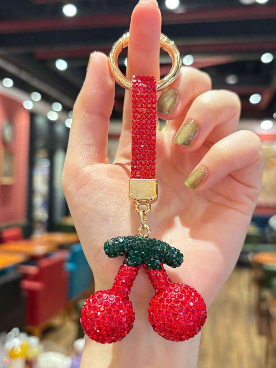 1pc Fruit Cherry Keychain Korean Fashion Bag Women's Small Accessories Pendant - Red - View 1