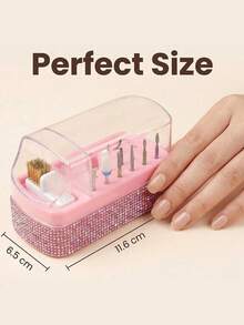 Caja de almacenamiento y exhibición con cepillo para brocas de taladro de uñas con 30 ranuras, decorada con diamante de imitación - Multicolor - Ver 6