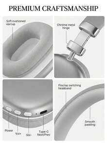 Wireless Bluetooth 5.3 Over-Ear Headphones,15H Playtime,  For Work/Study/Sports/MusicSleek Wireless Bluetooth Headphones, Type-C Charging, AUX Support, Comfortable Over-Ear Headset For Daily Use - View 8