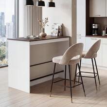 Kitchen Island With Storage, Kitchen Cabinet Island With Breakfast Bar, 3 Open Storage Shelves & Footrest, Multifunctional Sideboard For Kitchen, Dining & Living Room - Blanco - Ver 8