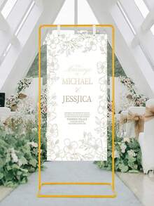 2pcs/Set Adjustable Wedding Sign Holder + Wedding Welcome Banner/Standard Ceremony Banner, Wedding Seating Chart Stand; Suitable For Birthday Party, Bridal Shower, Graduation Ceremony, Party Backdrop And Holiday Party Decoration - Multicolor - View 3