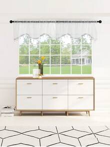 S-Shaped Milky White Ruffle Short Curtain, European Minimalist Style All Polyester Window Curtain, Suitable For Living Room And Bedroom Windows And Doors Decoration, Single Or Double Panel Available, Curtain Rod Not Included - Off White - View 6